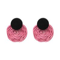 Commerce Extérieur Ornement Coréenne Style Mignon Boucles D'oreilles Cire Ligne Fil De Chanvre Tissé Ronde Bois Boucles D'oreilles Femme Boucles D'oreilles  Chaude Vente main image 5