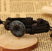 Punk Ventes Directes D'usine Main-tissé Alliage Vintage Bovins En Cuir Bracelet Yiwu Accessoires En Gros Hommes De Bracelet-bracelet Chaîne main image 3