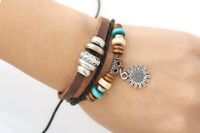 Leather Korea Geometric Bracelet  (brown) Nhpk1407-brown main image 2