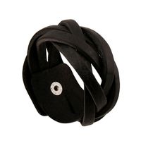 Leather Simple Geometric Bracelet  (black) Nhpk1265-black main image 1