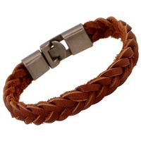 Grenz Überschreitende Neue Accessoires Braun Gewebte Paar Schnalle Rindsleder Armband Einfache Persönlichkeit Design Sinn Armband Europäische Und Amerikanische Herren Accessoires main image 1