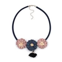 Alloy Simple Flowers Necklace  (blue) Nhjj4464-blue main image 3