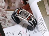 Simple Stainless Steel Buckle Leather Beaded Bracelet main image 4