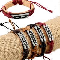 Leather Vintage Geometric Bracelet  (four-color Ropes Are Made) Nhpk1610-four-color Ropes Are Made main image 1
