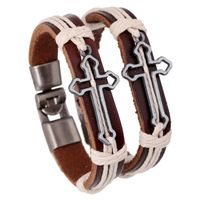 Leather Fashion Geometric Bracelet  (male) Nhpk1697-male main image 1