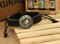 Leather Vintage Geometric Bracelet  (black) Nhpk1698-black main image 1