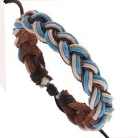 Leather Korea Geometric Bracelet  (blue Line) Nhpk1746-blue Line main image 1