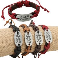 Leather Vintage Geometric Bracelet  (four-color Ropes Are Made) Nhpk1759-four-color Ropes Are Made main image 1