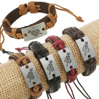 Leather Fashion Geometric Bracelet  (four-color Ropes Are Made) Nhpk1780-four-color Ropes Are Made main image 1