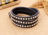 Leather Fashion Geometric Bracelet  (black) Nhpk1817-black main image 1