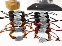 Fabrik Direkt Vertrieb Rindsleder Armband Yiwu Schmuck Legierung Sonnenblumen Schnur Gewebtes Retro-leder Armband main image 1