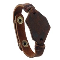 Leather Fashion Geometric Bracelet  (vintage Brown) Nhpk1948-vintage Brown main image 2