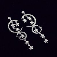 Koreanische Mode Stern Mond Zirkon Ohrringe Persönlichkeit Lange Fransen Damen Ohrringe 925 Silberne Nadel Ohrringe main image 1