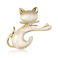 Japanische Niedliche Einfache Brosche Persönlichkeit Opal Katze Brosche Mode Tier Serie Damen Corsage main image 1