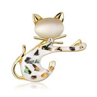 Japanische Niedliche Einfache Brosche Persönlichkeit Opal Katze Brosche Mode Tier Serie Damen Corsage main image 3