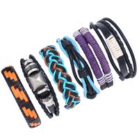 Leather Fashion Geometric Bracelet  (six Sets) Nhpk2012-six Sets main image 1