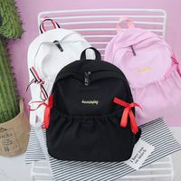 Japanisches Weiches Mädchen Kontrast Farbe Bogen Rucksack Rosa Mädchen Bestickte Buchstaben Paar Schult Asche Mittels Chüler Rucksack Weiblich main image 1