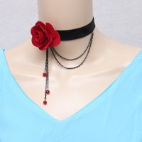 Cloth Fashion Flowers Necklace  (photo Color) Nhks0269-photo-color main image 1