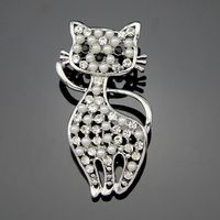 Mignon Kitty Broches Perle Cristal Broche Corsage Femelle Bijoux Cadeau D'anniversaire De Mode main image 1