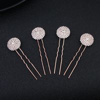 Imitated Crystal&cz Fashion Geometric Hair Accessories  (rose Alloy) Nhhs0113-rose Alloy main image 1