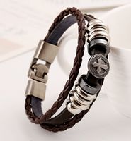 Leather Fashion Geometric Bracelet  (black) Nhpk1377-black main image 3