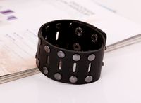 Leather Fashion Geometric Bracelet  (black) Nhpk1756-black main image 1