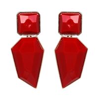 Plastic Simple Geometric Earring  (red) Nhjj4884-red main image 1