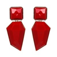 Plastic Simple Geometric Earring  (red) Nhjj4884-red main image 2