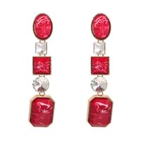 Imitated Crystal&cz Fashion Geometric Earring  (red) Nhjj4891-red main image 2