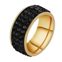 Titanium&stainless Steel Fashion Geometric Ring  (three Rows Of Clay - Black Rhinestone - 5) Nhhf0001-three-rows-of-clay-black-rhinestone-5 main image 26