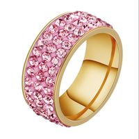 Fabrik Direkt Verkauf Voll Diamant Europäischer Und Amerikanischer Schmuck Mode Damen Edelstahl Diamant Dreireihige Ton Farbe Diamant Ring Großhandel main image 36