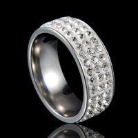 Titanium&stainless Steel Fashion Geometric Ring  (three Rows Of Clay - Black Rhinestone - 5) Nhhf0001-three-rows-of-clay-black-rhinestone-5 main image 18
