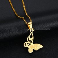 Titanium&stainless Steel Simple Animal Necklace  (butterfly - Alloy) Nhhf0064-butterfly-alloy main image 2