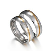 Fabrik Direkte Lieferung Der Koreanischen Version Von Titan Stahl Paar Ring Schrägstrich Gold Öl Mit Diamant Paar Ring Diamant Ring Spot Großhandel main image 2