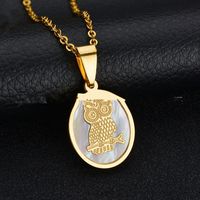 Titanium&stainless Steel Korea Geometric Necklace  (shell - Owl) Nhhf0180-shell-owl main image 1