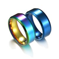 Titanium&stainless Steel Simple Geometric Ring  (blue-5) Nhhf0311-blue-5 main image 2