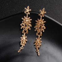 Européen Et Américain Exagérée Longue De Luxe Plein De Diamants Fleur Boucles D'oreilles Vintage Boucles D'oreilles Boucles D'oreilles De Mariage Bijoux De Mariée main image 1