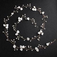 Neues Einfaches Europäisches Und Amerikanisches Handgemachtes Braut Haarband Ein Meter Langes Blumen Perlen Kopfband Braut Kopfschmuck Grenz Überschreitende Waren main image 1