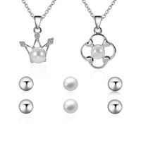 Mariée De Mariage Ensemble De Bijoux Couronne Alliage Incrusté Perle Oreille Stud Deux-pièce Ensemble Commerce Extérieur Vente Chaude Nouveau main image 1