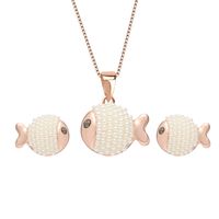 Modische Trend Ige Legierung Perle Goldfisch Halskette Ohrringe Zweiteiliges Set   Hot Sale Factory Direkt Vertrieb main image 1