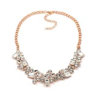 Imitated Crystal&cz Fashion Geometric Necklace  (alloy + White) Nhjj4905-alloy-+-white main image 2