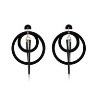 Style Coréen Creative Nouveau Noir Acrylique Géométrique Couture Triangle Cercle Deux-couleur Boucles D'oreilles Boucles D'oreilles Pour Les Femmes main image 1