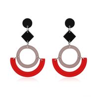 Grenz Überschreitende Neue Quadratische Kreis Zweifarbige Geometrische Nähte Acryl Platte Ohrringe Europäischen Und Amerikanischen Modeschmuck Großhandel main image 1