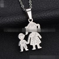 Titanium&stainless Steel Simple Geometric Necklace  (alloy Mother + Son) Nhhf0687-alloy-mother-son main image 3