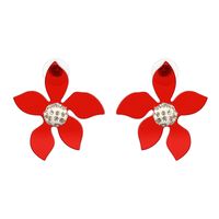 Plastic Fashion Flowers Earring  (red) Nhjj4930-red main image 1