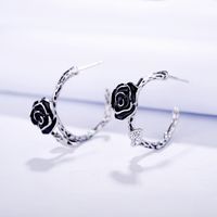 Alloy Vintage Flowers Earring  (black And White) Nhlj3663-black And White sku image 1