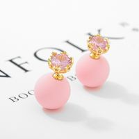 Alloy Korea Geometric Earring  (light Pink Beads + Platinum) Nhtm0250-light-pink-beads-platinum main image 3