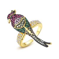 Jinse Sept-couleur Oiseau Anneau Aaa Zircon Couleur Européen Et Américain Style Coloré Oiseau De Femmes Anneau Ouvert Fabricant Cadeau main image 1