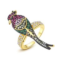Jinse Sieben Farbige Vogel Ring Aaa Zirkon Farbe Europäischer Und Amerikanischer Stil Farbe Vogel Damen Offenen Ring Hersteller Geschenk main image 1