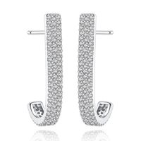 Jinse Solitaire D'oreille De Style Européen Et Américain Bijoux De Mode J-type Aaa Micro Incrusté Zircon Boucles D'oreilles Fabricant Cadeau Pour Les Femmes main image 2